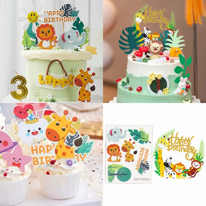 Forest Theme Birthday Cake Toppers Paper Die Cut Reusable Animal Zoo Decorations For Children's Party - Product Image 4