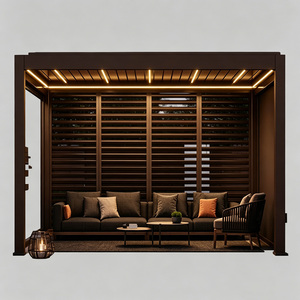 Pergola motorisée en aluminium avec éclairage LED, toit à lames orientables, volets d'intimité, système intelligent robuste et résistant aux intempéries, pavillon - Product Image 1