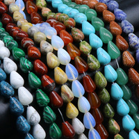 Perles semi-finies en pierre naturelle œil de tigre, agate rouge, turquoise verte et blanche, forme goutte d'eau, pour bijoux DIY