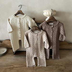 Ropa de alta calidad de algodón puro tejido suéter recién <span class=keywords><strong>nacido</strong></span> largo bebé invierno mono - Product Image 6
