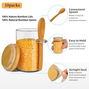 Hũ thủy tinh YOLOWE HOME 10oz có nắp tre, thiết kế hiện đại, hộp đựng thực phẩm cho nhà bếp, đựng mì ống, bánh quy, có thể tùy chỉnh, dùng cho tiệc tùng - Product Image 3