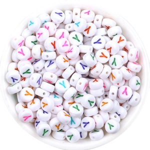 Perles acryliques blanches oblates, lettres individuelles, fabrication de bijoux DIY, bracelet, chaîne de téléphone portable, matériau en lucite - Product Image 4