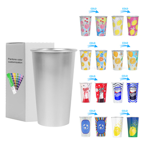 OEM Reusable Camping Drink Metal 16oz Coffee Mug Custom Beer Magic Aluminium <strong>Color</strong> <strong>Changing</strong> <strong>Cup</strong> - Product Image 1