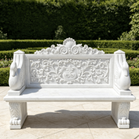 Banc de jardin moderne en marbre blanc naturel, taille personnalisée, banc en pierre pour extérieur et bord de piscine