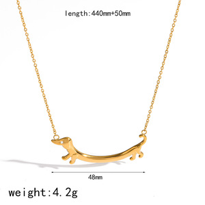 Juego de Joyería Dachshund 3D Chapado en Oro, Collar, Anillo y Aretes de Acero Inoxidable, Regalo Unisex, Diseño Animal de Moda - Product Image 3