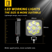 DXZ Phare de travail carré en aluminium de 3 pouces, 27W, 9 LED, 12V, certifié CE, mini projecteur LED pour voiture, pour rétrofit/amélioration, éclairage automobile