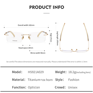 Kacamata Bingkai Optik HS921A029 Tanduk Kerbau Baru Berkualitas Tinggi untuk Pria - Product Image 4