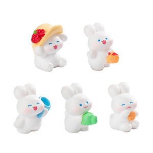 Dp Spring Flowers Bunny Décoration miniature en résine pour maison de poupée, ornement de bureau - Product Image 5