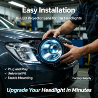 Lentille de projecteur Bi-LED, faisceau haut/bas, 3,0 pouces, 80W, lentille de phare à haut lumen avec ventilateur de refroidissement pour voiture, SUV, camion, universel