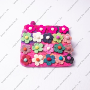 Handmade Wool Felt Flower Coin <b>Purse</b> Beautiful Floral Design Zipper Closure Customized Colors Christmas Gifts Decoration - Product Image 2