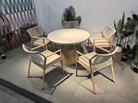 Ensemble de table et chaises de jardin en métal moderne avec cordage, pour hôtel et extérieur, fourni directement par l'usine