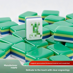 Tuiles de jeu de Mahjong en acrylique de luxe HIMORE, populaires et très vendues, anti-décoloration, gravées au laser, couleur vert herbe - Product Image 1