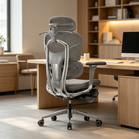 Chaise de bureau ergonomique avec accoudoirs 7D en PU, hauteur réglable, repose-pieds pivotant pour bureau et atelier