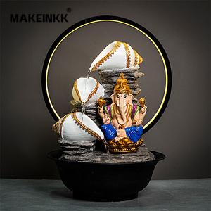 Ấn Độ Tôn Giáo bức tượng 3D chữ thập Hindu vị thần nghệ thuật vẽ tay nhựa Ganesha đài phun nước chảy dẫn ánh sáng đồ trang trí cho - Product Image 2