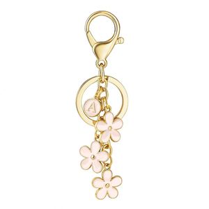 Porte-clés Alphabet Floral Rose Très Tendance Fait Main 26 Lettres en Métal – Décoration de Sac Mignonne et Élégante, Idéal Cadeau - Product Image 6