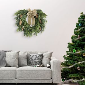 Christmas Home Decor Handmade Fireproof Eco-Friendly Plastic <b>Door</b> Hanging Artificial Bows Christmas Balls Flower Garland Wreath - Product Image 3