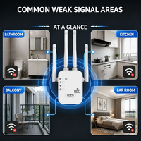 Extenseur WiFi d'intérieur 300 Mbps, amplificateur de signal WiFi compact avec port Ethernet, prise murale WPS 2,4 GHz, répéteur WiFi universel pour hôtel