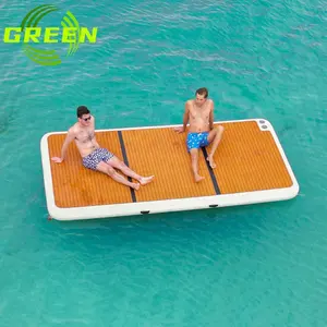 Dock Floats Inflatable Water Play Swimming Yacht Boating Island Equipment Floating Dock Platform Non Slip Teak EVA Outdoor Green