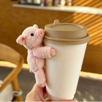 Peluche Kedi Coffee Cup Bear rose cochonnet avec T-shirt, jouets en peluche personnalisables avec logo par transfert pour tasse à café