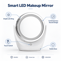 Miroir de maquillage LED sur pied, à piles, rond, avec angle réglable, pour la chambre à coucher ou le comptoir