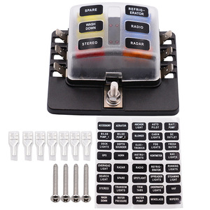 Boîtier de fusibles à 6 voies avec bornes à lame <span class=keywords><strong>12V</strong></span>-32V avec kit d'éclairage LED pour voiture, bateau, trike, automobile, fusibles 30A - Product Image 6