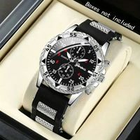 Montre à quartz pour homme, grand cadran, bracelet en silicone, boîtier en alliage, affichage à aiguilles, épaisseur 10 mm, écologique, sport, mode, extérieur, tendance