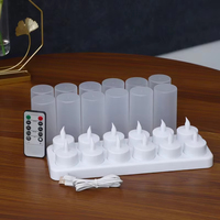 Lot de 12 bougies chauffe-plat LED rechargeables sans flamme avec télécommande USB pour la maison, les restaurants, le mariage et la décoration de Noël