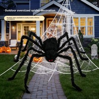 Araña de Peluche Gigante de Terciopelo con Telaraña Triangular para Broma Transfronteriza, Accesorios de Decoración de Halloween, Sin Pelusas, Resistente a las Hilas, para Fiestas Festivas