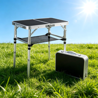 Table de camping pliable légère en aluminium avec couche en maille, hauteur réglable, portable pour pique-nique, barbecue, repas en plein air