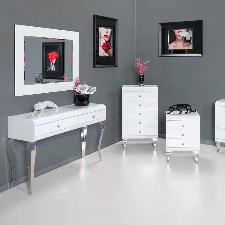 Direkter Hersteller Großhandel Schlafzimmer Spiegel möbel Sets Schmink tisch Nachttisch Kommode