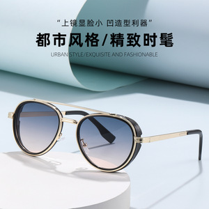 Unisex <b>Aviator</b> <b>Sunglasses</b> Metal Frame Gold Color UV400 Protection Class 2 Lenses For Travel Fashion Outfits - Product Image 5