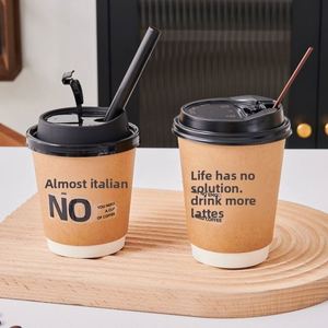 Costom Disposable Coffee Cup <b>Thick</b> Kraft <b>Paper</b> Straw for Home Commercial Use for Hot Drinks Takeout Instagram-Style Packaging - Product Image 4