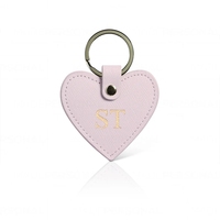 Porte-clés personnalisé en cuir véritable Saffiano Coeur Porte-clés en relief Monogramme Cadeau Initial Porte-clés de voiture
