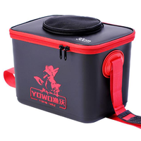 Seau à poisson vivant multifonctionnel portable en EVA à trois couches, 10-15L, étanche, pour le camping, les voyages et la pêche