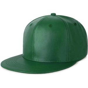 หมวกแก๊ปหนัง PU ปีกแบนแบบ Snapback สำหรับผู้ใหญ่ สีพื้น ทรงพอดีศีรษะ สไตล์ฮิปฮอป - Product Image 1