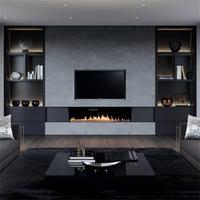 Nouveau Meuble TV Mural Design Kejia en Bois, Luxueux Ensemble Support TV et Table TV pour Maison avec Cheminée Électrique