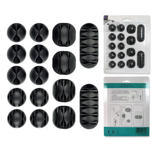 Confezione <span class=keywords><strong>da</strong></span> 24 Pezzi Organizzatore di Cavi <span class=keywords><strong>da</strong></span> <span class=keywords><strong>Tavolo</strong></span>, Clip Portacavi CC949 in Silicone Nero per Gestione Fili - Product Image 2