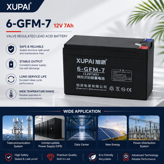 XUPAI 12V 7Ah GEL VRLA BatteryMaintenance Free Stationary Lead Acid Battery for UPS Solar Telecom Backup Power