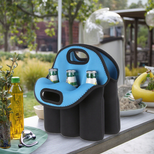 Tùy Chỉnh Mềm Grip Neoprene Nhiệt Rượu Vang Chai Bìa Có Thể Uống Uống Chủ Tote Tay Áo 6 Gói Bia Tàu Sân Bay Túi Với Xử Lý - Product Image 1