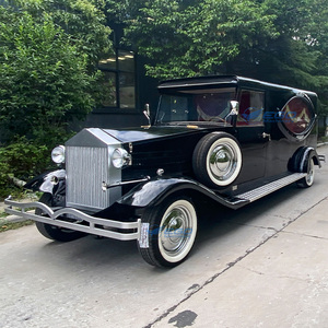 Nouveau produit : Voiture funéraire électrique à basse vitesse, style vintage doré, à 4 roues, type train funéraire à chevaux - Prix - Product Image 1