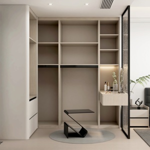 <span class=keywords><strong>Armoire</strong></span> de chambre moderne <span class=keywords><strong>en</strong></span> bois massif sur mesure pour villa et appartement - Poignées métalliques écologiques, portes à charnières, garantie 5 ans, direct usine - Product Image 1