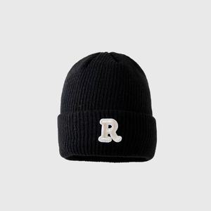 Topi rajut musim dingin rajut huruf R kustom topi katun wol tebal hangat warna polos sangat sejuk untuk pria wanita. Bisnis pantai - Product Image 1