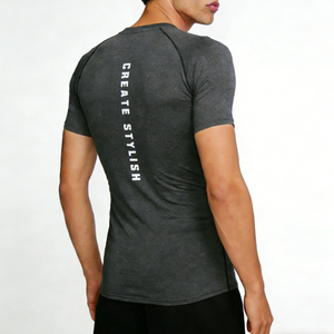 T-shirt de sport pour homme à séchage rapide avec logo personnalisé, haut de fitness ajusté pour l'entraînement en extérieur, la course à pied, la musculation, vêtements de sport en gros - Product Image 6