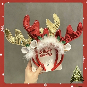 Fascia per capelli natalizia di Babbo Natale con corna 3D, copricapo per feste, personalizzabile all'ingrosso - Product Image 3