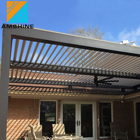 Pergola Bioclimatique Motorisée en Aluminium pour Jardin avec Toit à Lames Orientables et Éclairage LED