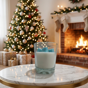 Vela Pequeña de Parafina Perfumada en Recipiente de Vidrio con Cubos Azules para Uso en Interiores Durante las Fiestas Navideñas - Product Image 4