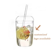 Gobelet en verre borosilicaté moderne de 450ml avec couvercle et paille pour jus, thé au lait, smoothie, gobelet personnalisable pour Boba Bubble Tea