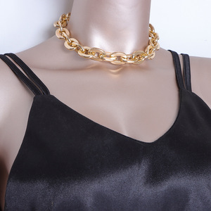 European American Fashion Jewelry <b>Set</b> Zinc Alloy Chain Necklace <b>Bracelet</b> Women's Geometric Oval Design Minimalist Punk Style - Product Image 6