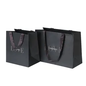 Wholesale Custom Printed Your Own Logo Shopper Cloth Packaging Retail Takeaway Kraft Paper Shopping Bags With Handles