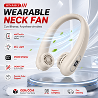 Ventilateur de cou OEM/ODM, 4000 mAh, rechargeable, portable, avec lumière LED, pour la course à pied, le cyclisme et l'usage quotidien.